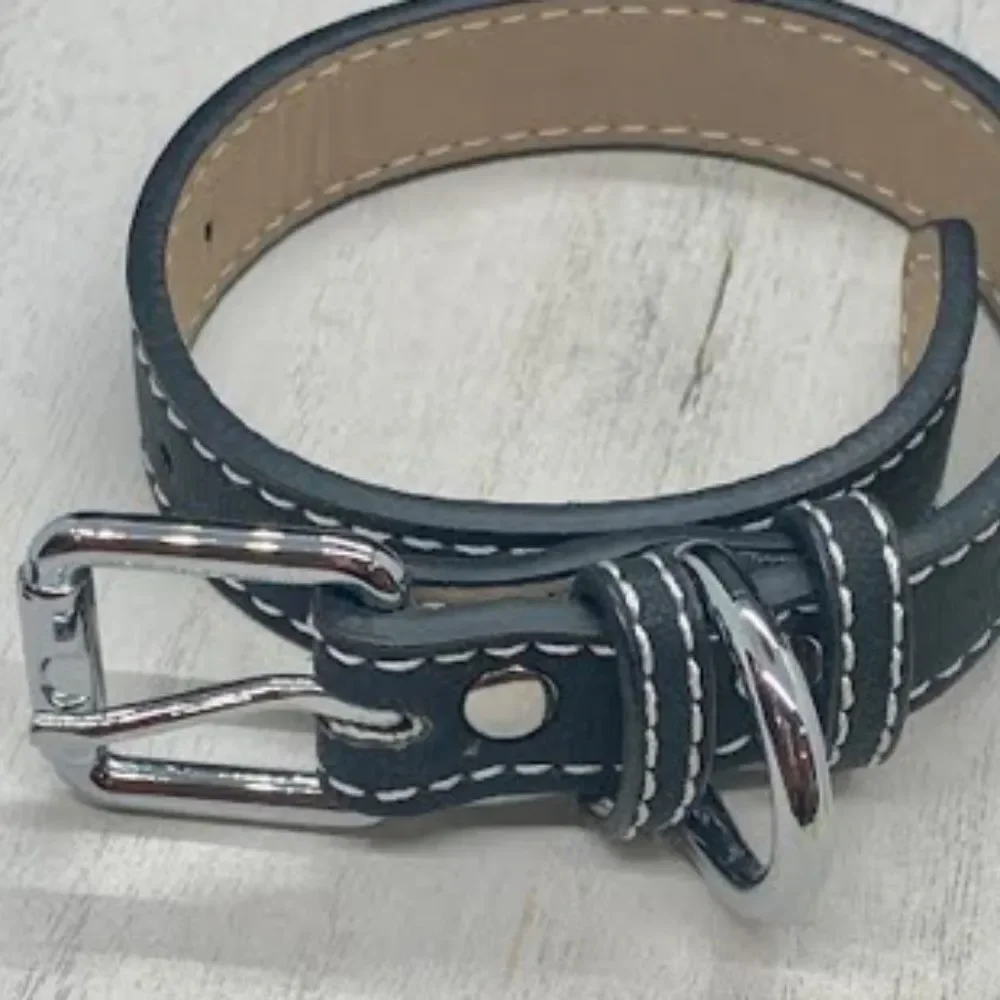 Pet Dog Black Leather Collar